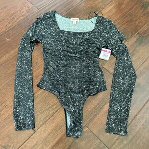 Open Edit Bodysuit Mesh Liquid Stone Size XXS New Long Sleeves